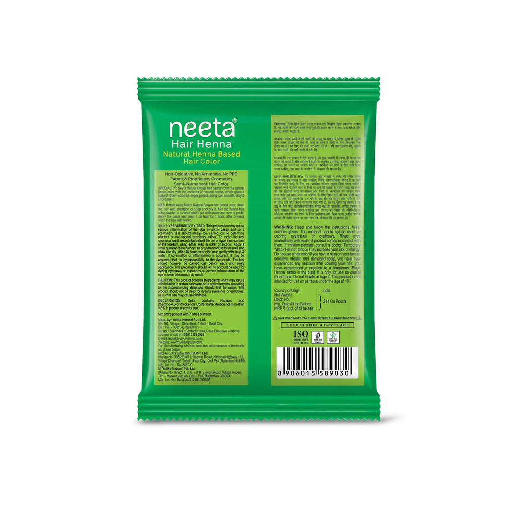 Neeta Henna Powder for Hair, Henna-Based Hair Color (Pack of 10) Natural Brown | Grocsy
