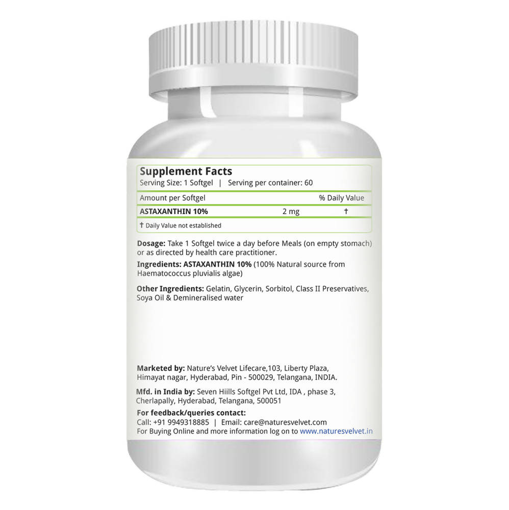 Nature's Velvet Astaxanthin Softgels | Grocsy