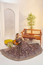Aastha Fashion Dark Onion Butterfly Net Zari Work And Cotton Thread Work And Sequence Work Embroidery Wedding Wear Lehenga Choli | Grocsy