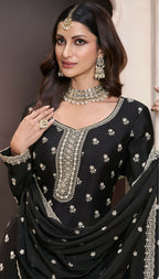 Anaita Black Chinon Embroidered Thread Work Stitched Salwar Suit | Grocsy
