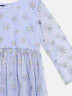 Ahalyaa Blue Net Kids Kurta Palazzo Sets For Girls | Grocsy