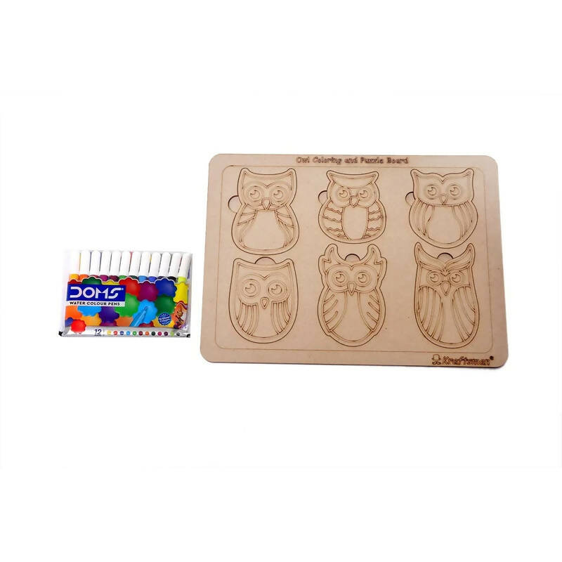 Kraftsman Owl Shapes Puzzle Board | Color Kit Included | Grocsy