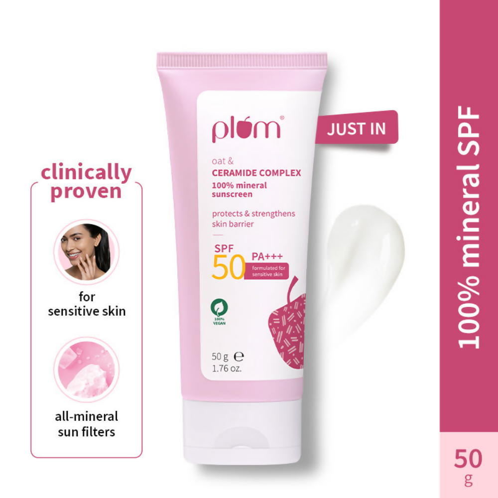 Plum Oat & Ceramide Complex 100% Mineral Sunscreen SPF 50 PA+++ | Grocsy