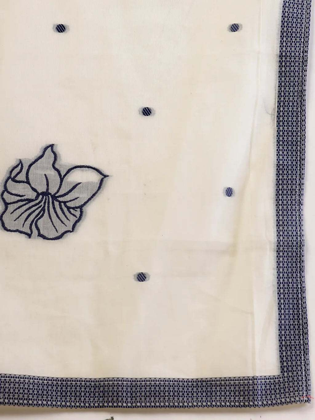 Yufta Off White Handloom Cotton Jacquard Kurta Set With Pant & Dupatta | Grocsy