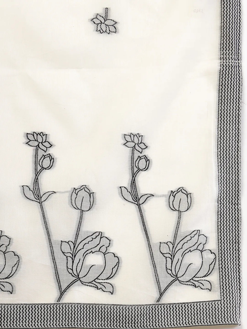 Yufta Off White Handloom Cotton Jacquard Sequins Work Kurta Dupatta Pant Set | Grocsy