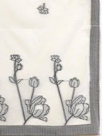 Yufta Off White Handloom Cotton Jacquard Sequins Work Kurta Dupatta Pant Set | Grocsy