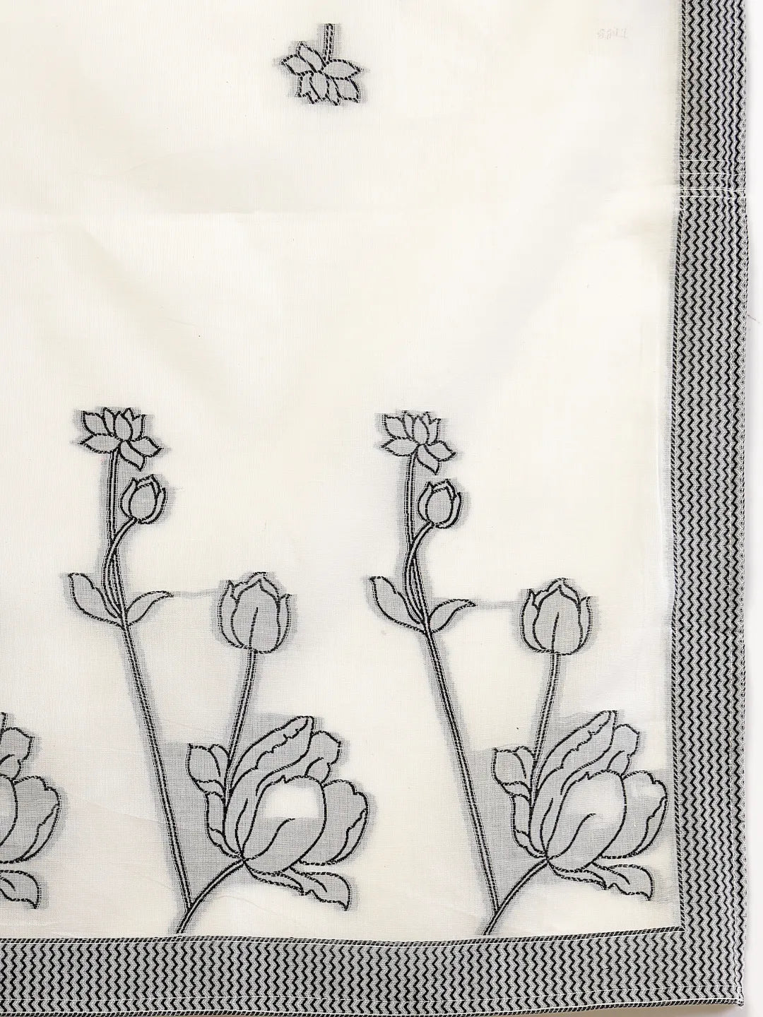 Yufta Off White Handloom Cotton Jacquard Sequins Work Kurta Dupatta Pant Set | Grocsy