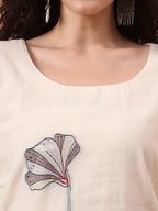Yufta Off-White Handloom Cotton Weaved Kurta Dupatta Pant Set With Cotton Mal Lining | Grocsy