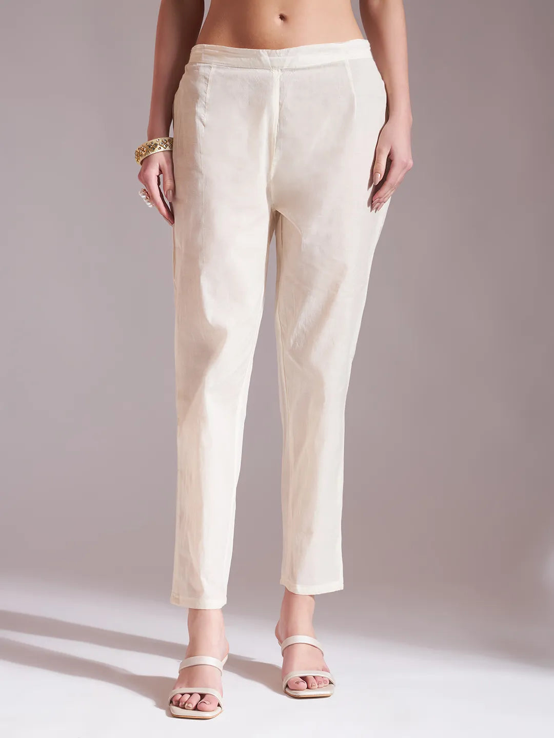 Yufta Off-White Pure Handloom Cotton Weaved Kurta Dupatta Pant Set | Grocsy