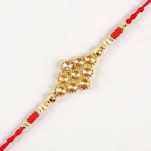 Kundan Rakhi With Dry Fruits & Besan Laddoos | Grocsy
