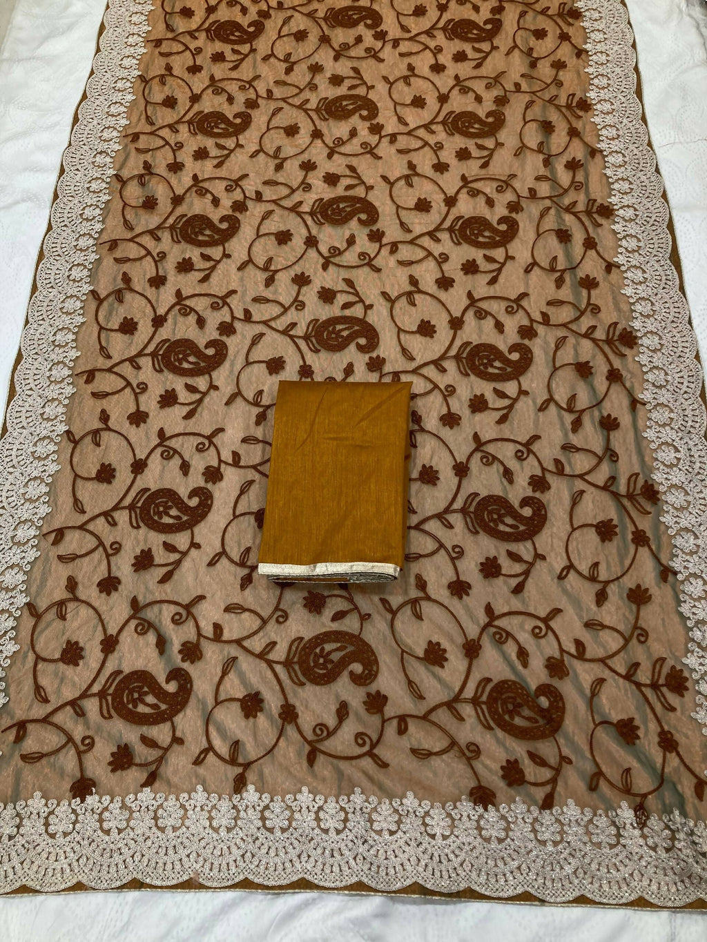 Teeya Creation New Latest Trendy Party Wear Two Tone Twill Net Saree-Gold | Grocsy