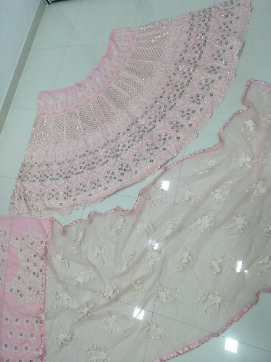 Jyoti Fashion Stunning Baby Pink Faux Georgette 3MM Sequins with Thread & Jari Embroidery Lehenga Choli with Dupatta | Grocsy