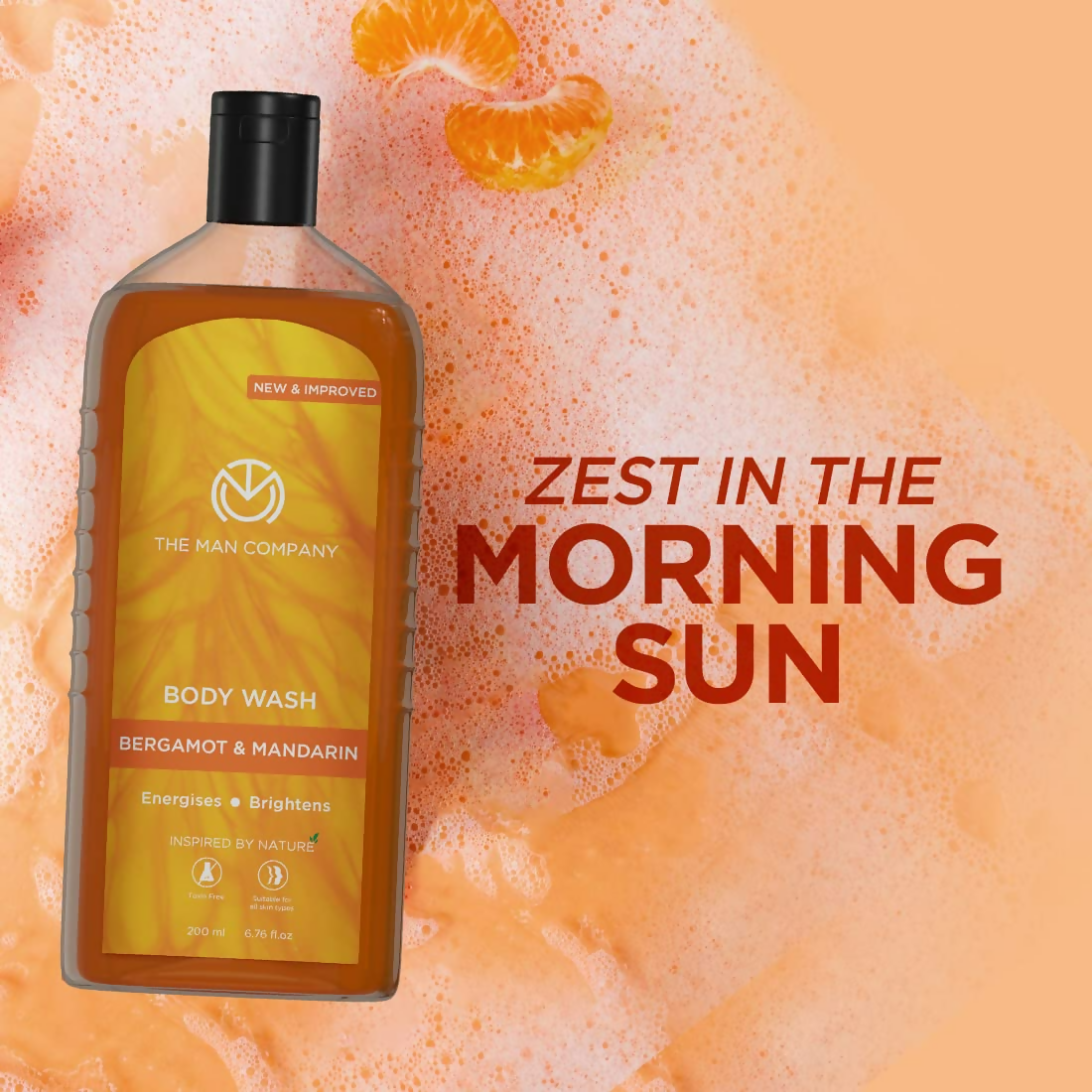 The Man Company Perfumed Body Wash- Bergamot & Mandarin Glowing & Bright Skin With Turmeric & Orange Peel Extract | Grocsy
