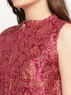 Ahalyaa Women Burgundy Floral Printed Regular Top with Palazzos | Grocsy