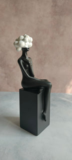 Sun Mun Decors White Bubble Hair Sitting Lady | Grocsy