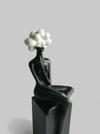 Sun Mun Decors White Bubble Hair Sitting Lady | Grocsy