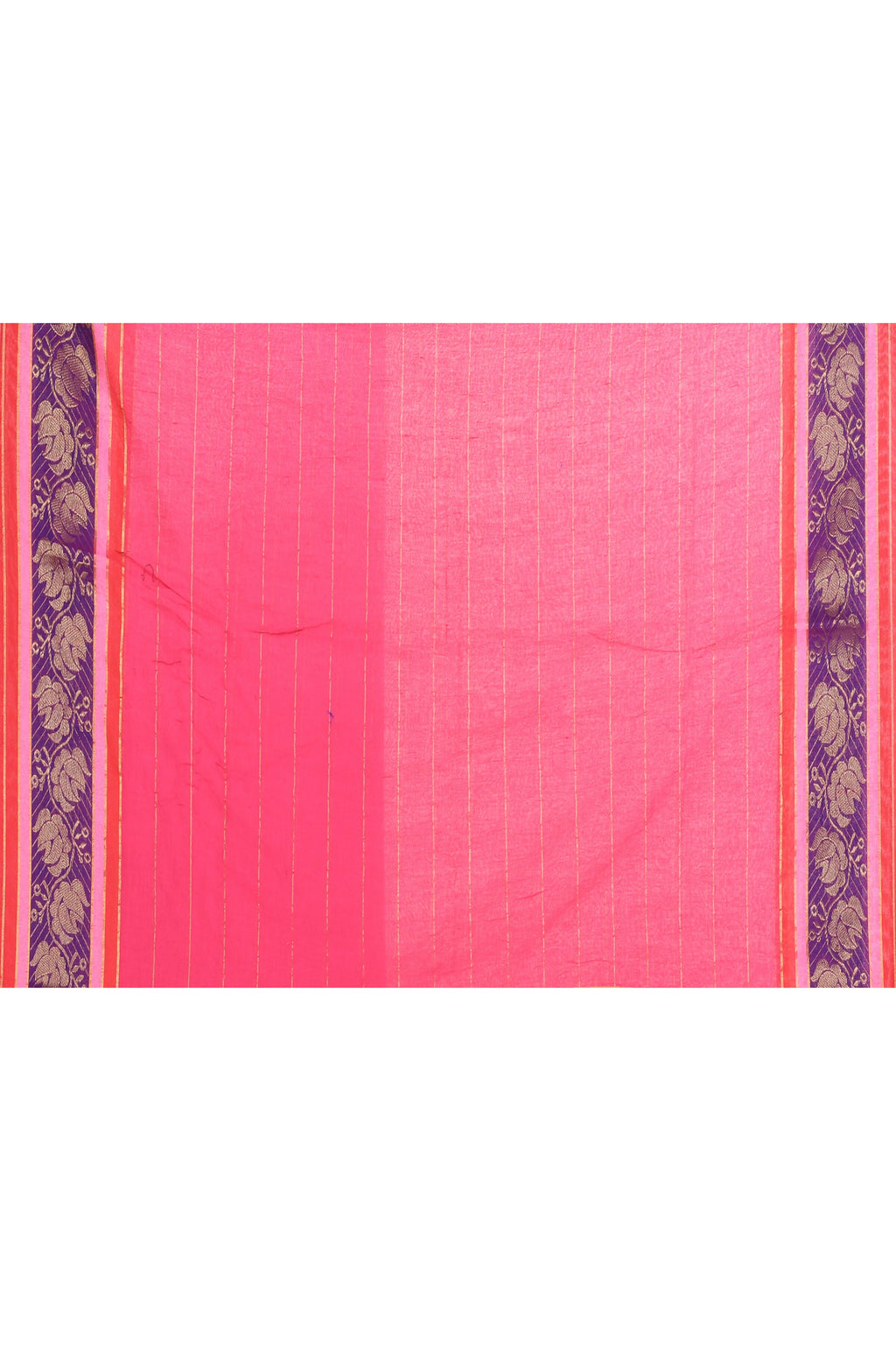 Piyari Fashion Women's Rani Pink Embellished Zari Border Cotton Saree | Grocsy
