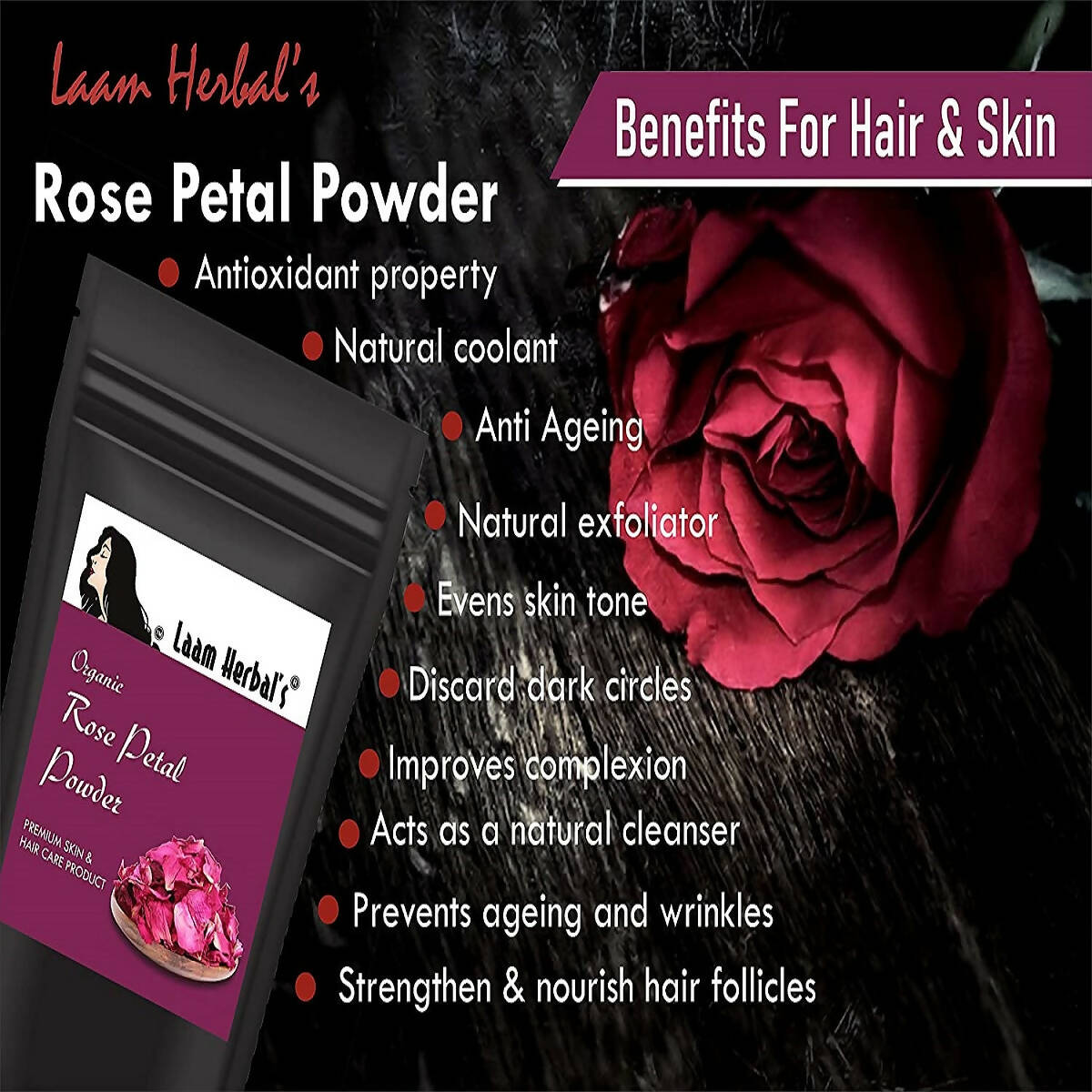 Laam Herbal's Rose Petal, Orange Peel, Multani Mitti, Aloe Vera, Neem Leaf, Sandalwood Powder | Grocsy
