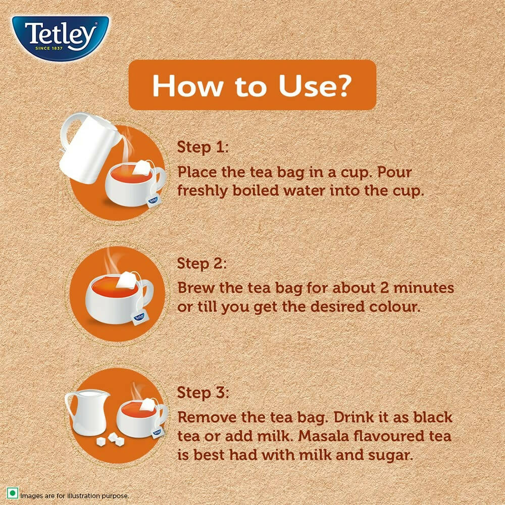Tetley Masala Chai With Natural Flavour Black Tea Bags | Grocsy