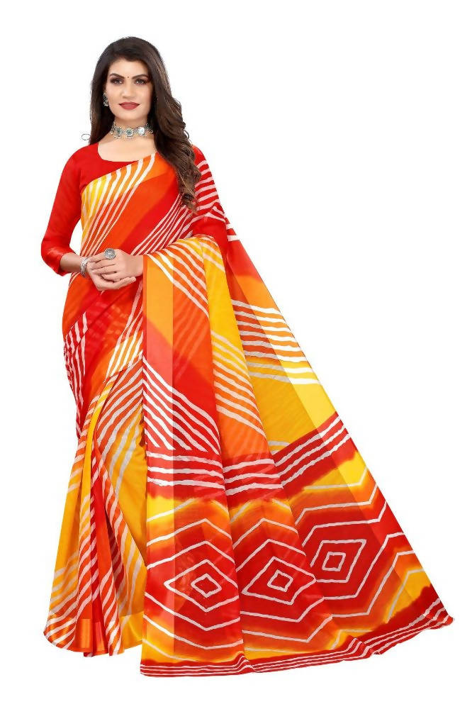 Vamika Red Linen Satin Border Saree | Grocsy