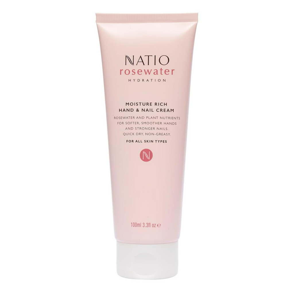 Natio Rosewater Hydration Moisture Rich Hand & Nail Cream | Grocsy