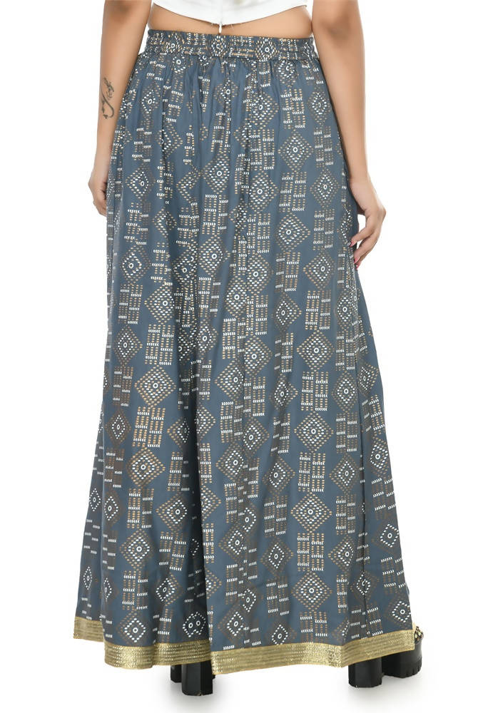 Mominos Fashion Moeza Cotton Grey Printed Lehenga (Lancha) | Grocsy