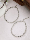 NVR Women's Set of 2 Silver-Plated Star Design Anklets | Grocsy