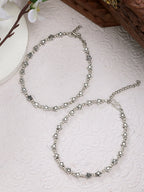 NVR Women's Set of 2 Silver-Plated Star Design Anklets | Grocsy
