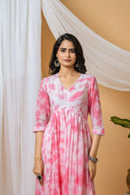Joban Fashion Pink Tie & Dye Kurta Pant Set | Grocsy