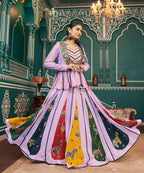 AI Fashion Lavender Poly Maska Silk Designer Navratri Lehenga Choli Collection | Grocsy