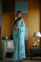 Vamsee Laxmi Blue Georgette Saree | Grocsy