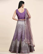 Lavender Organza Mirror With Coding Work Lehenga Choli with Dupatta - Tanya | Grocsy