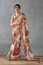 Beige Bright Moss Designer Digital Printed Party Wear Saree - Be Verly | Grocsy