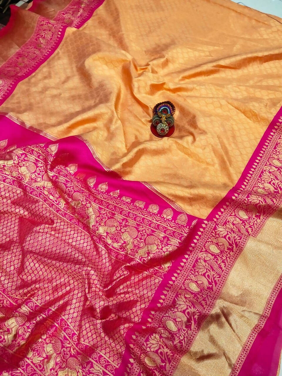DEIANA'S Beautiful Designer Golden zari Soft Lichi Silk Saree - Yellow | Grocsy