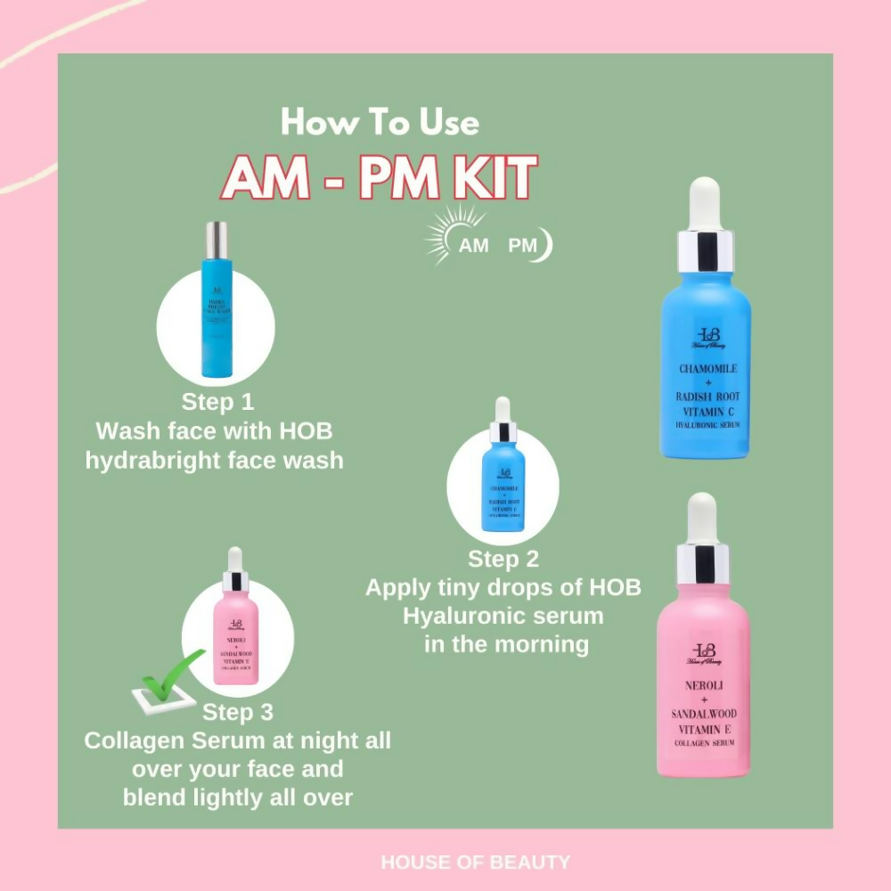 House of Beauty Am + Pm Pack - Collagen + Hyaluronic Serum | Grocsy