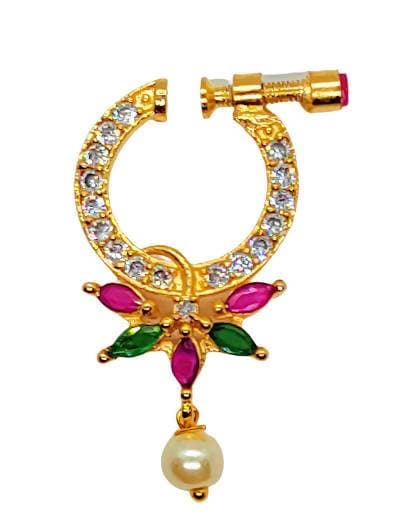 Multicolor AD Designer Beautiful Nose Ring | Grocsy