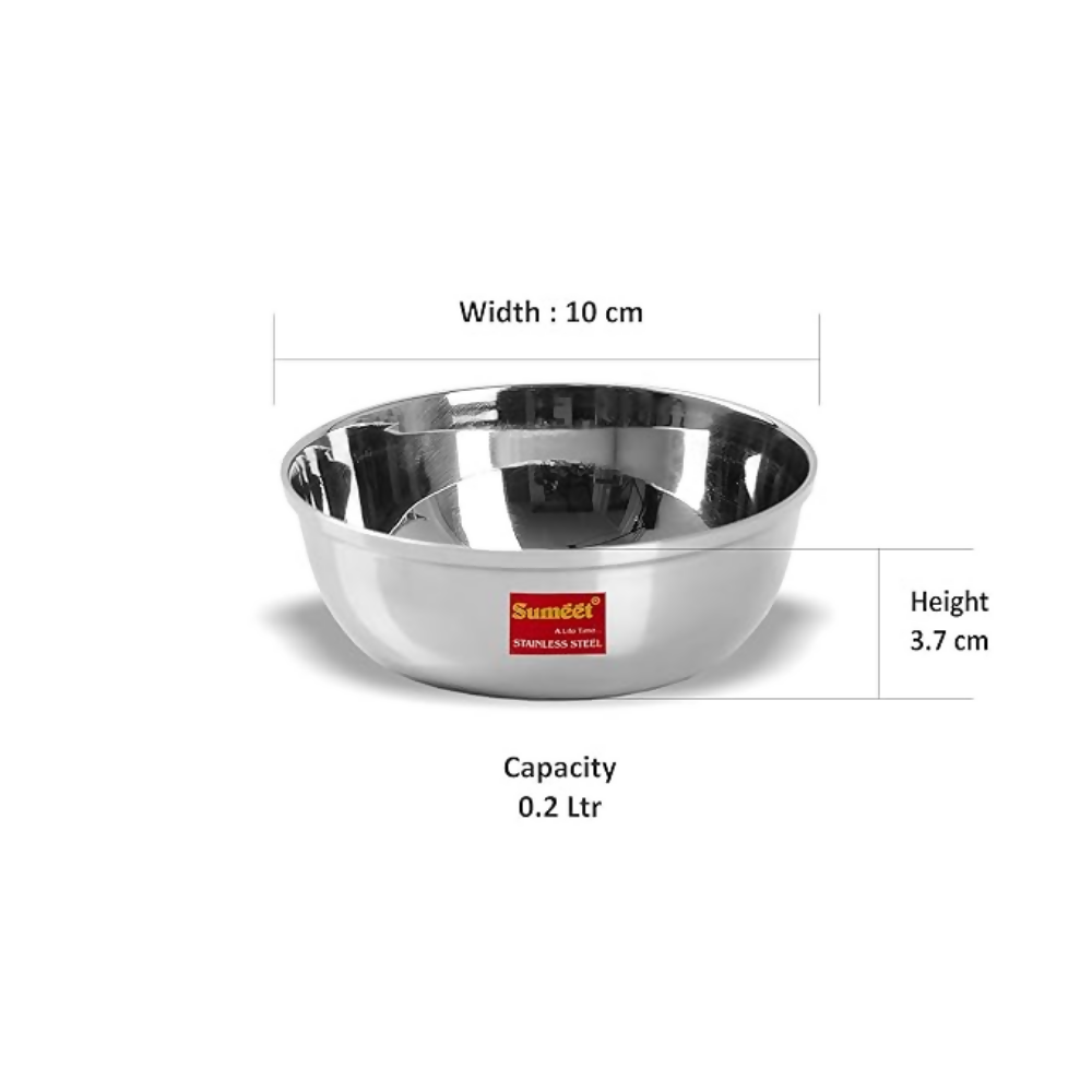 Sumeet Stainless Steel Heavy Gauge Bowl Set/Wati Set With Mirror Finish | Grocsy