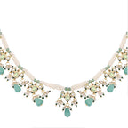 Nuyug 22K Gold Plated Pearl Empress Flora Green Stone Drops Necklace Set | Grocsy