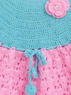 ChutPut Hand knitted Crochet BubbleGum Wool Dress For Baby Girls - Pink | Grocsy
