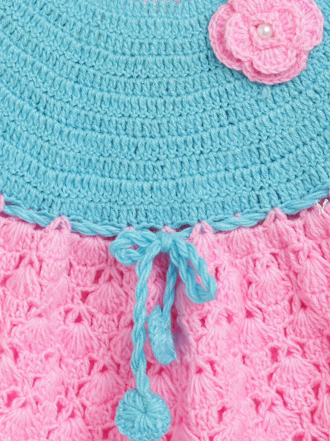 ChutPut Hand knitted Crochet BubbleGum Wool Dress For Baby Girls - Pink | Grocsy