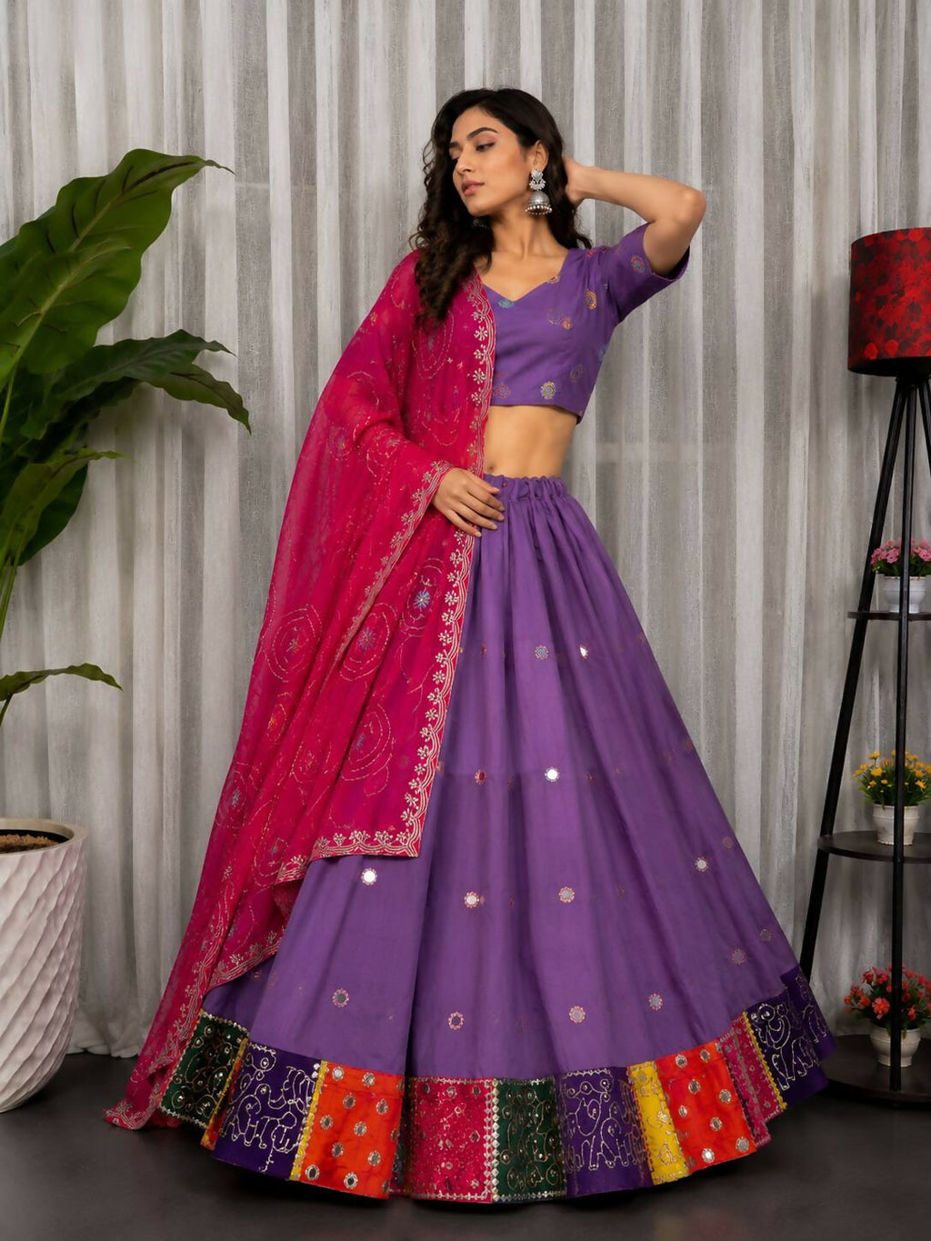 Lehenga Mart Lavender Designer Navratri Lehenga Choli for Women | Grocsy