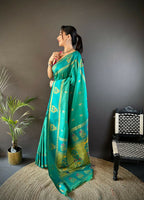 Joban Fashion Green Meenakari Weaving Paithani Sarees | Grocsy