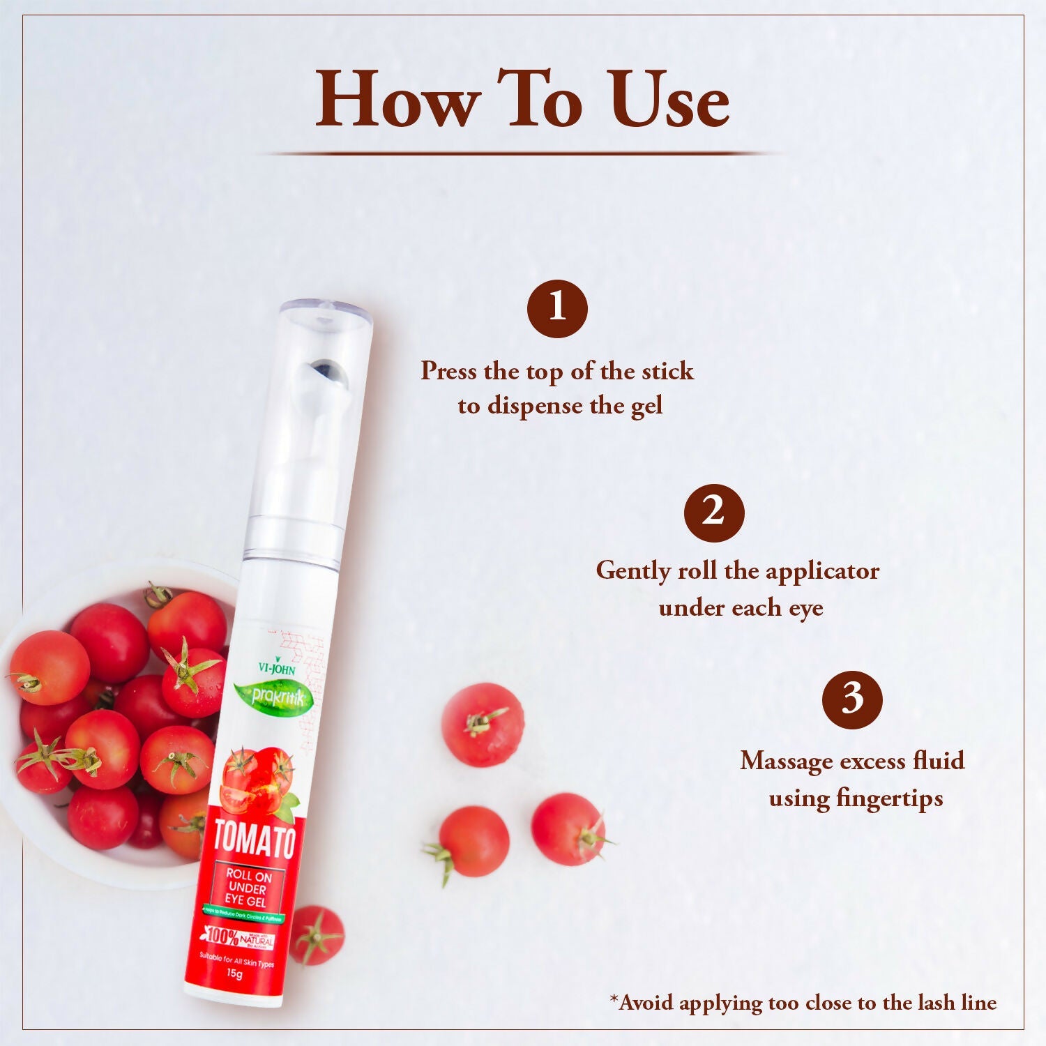 VI-JOHN Prakritik Tomato Under Eye Gel, Reduces Dark Circles, Puffiness,Fine Lines 100% Bioactives | Grocsy