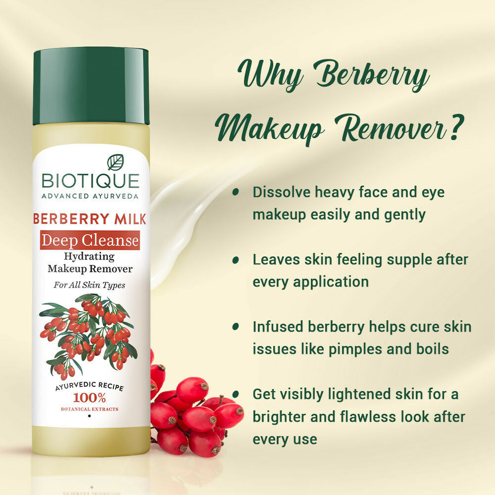 Biotique Berberry Milk Deep Cleanse Hydrating Makeup Remover | Grocsy
