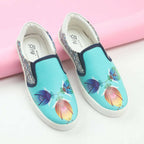 Tiny Bugs Girls Flower Printed Slip Ons Sneakers - Sky Blue | Grocsy