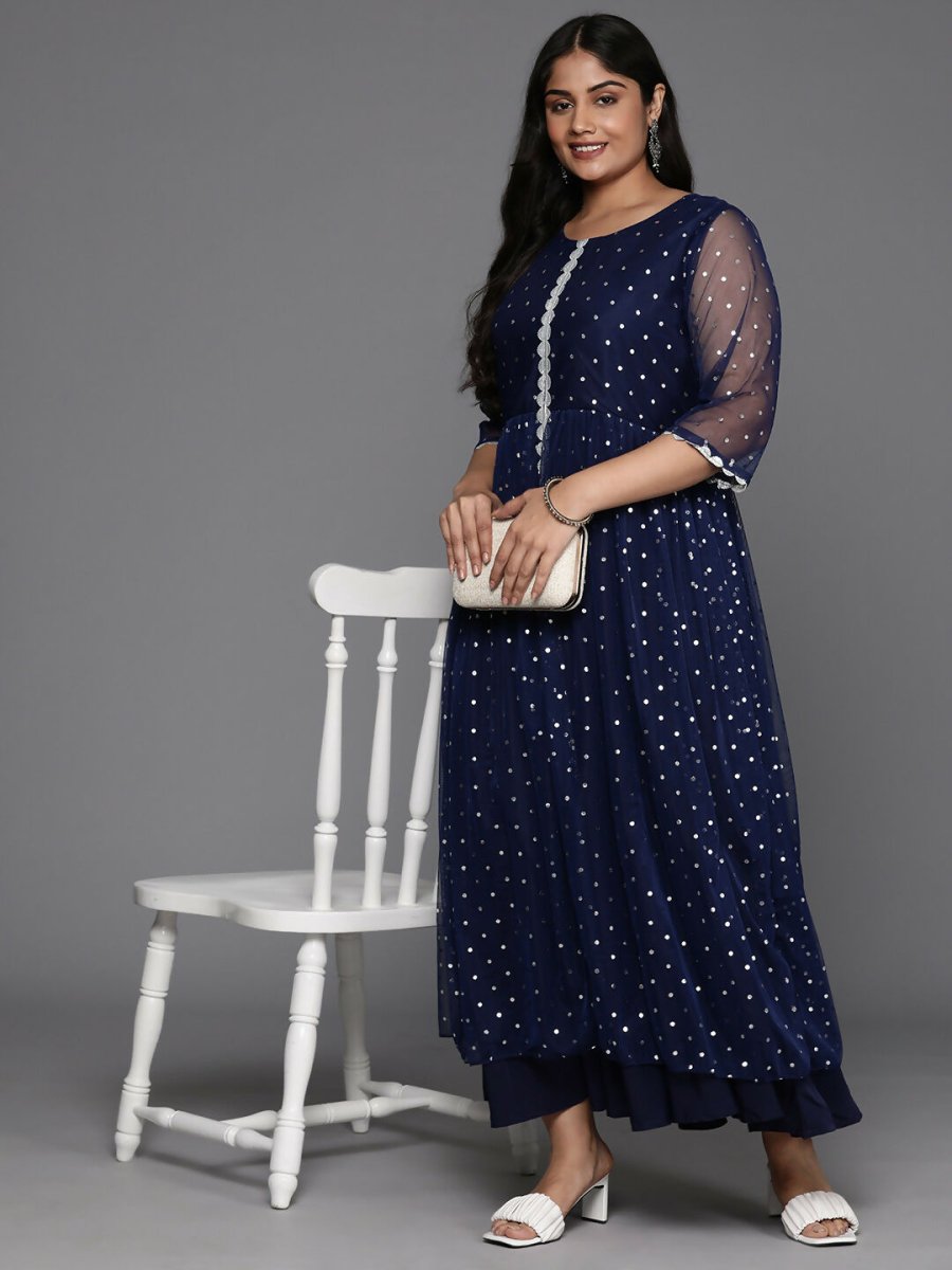 Ahalyaa Women's Traditional wear Ethnic Dress - Navy Blue | Grocsy
