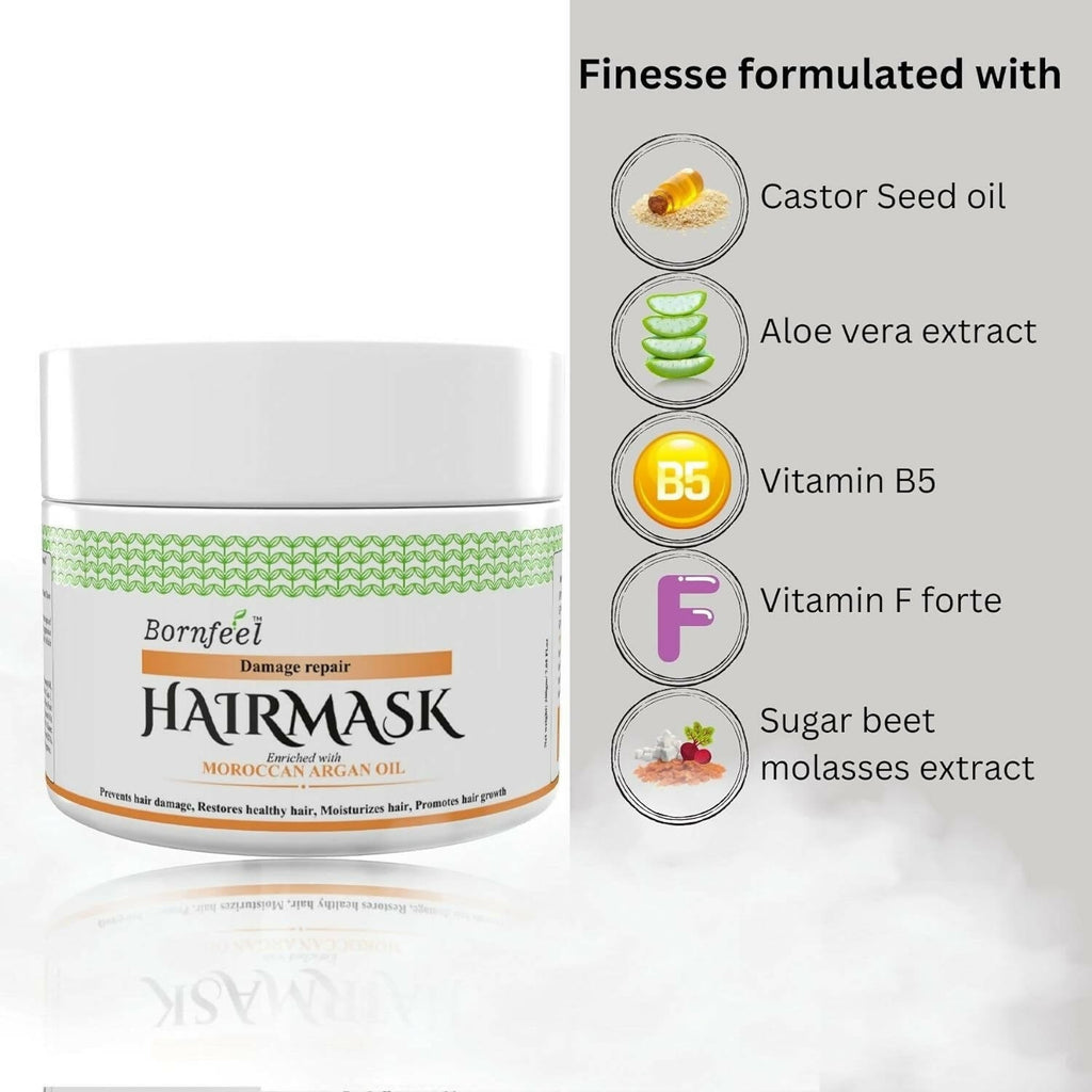 Bornfeel Damage Repair Hair Mask Enriched With Moroccan Argan Oil | Grocsy