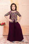 Kids Functional Designer Wine Georgette Shrara suit - Aaradhna | Grocsy