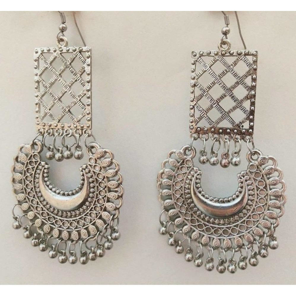 MS Fashion India Antique Silver Oxidized Vintage Chandbali Bollywood Style Earrings | Grocsy