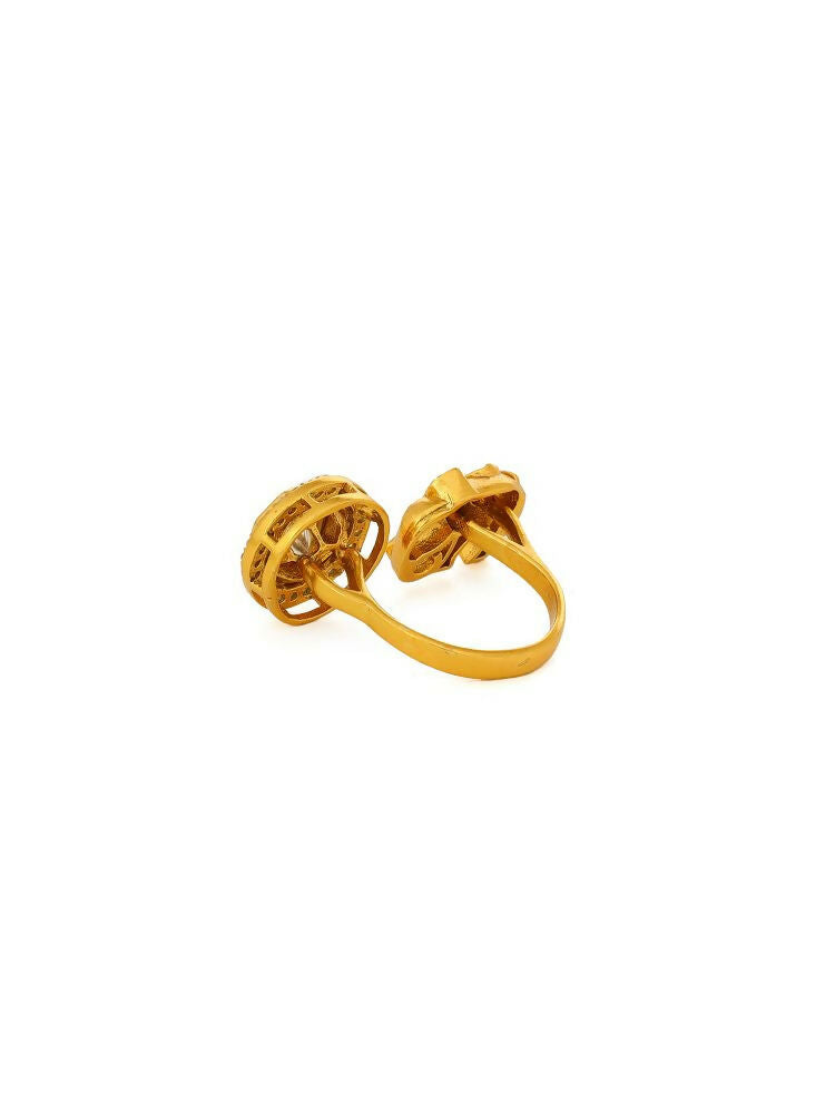 Kundan Gold plated Elephant and Round Ring - Ruby Raang | Grocsy